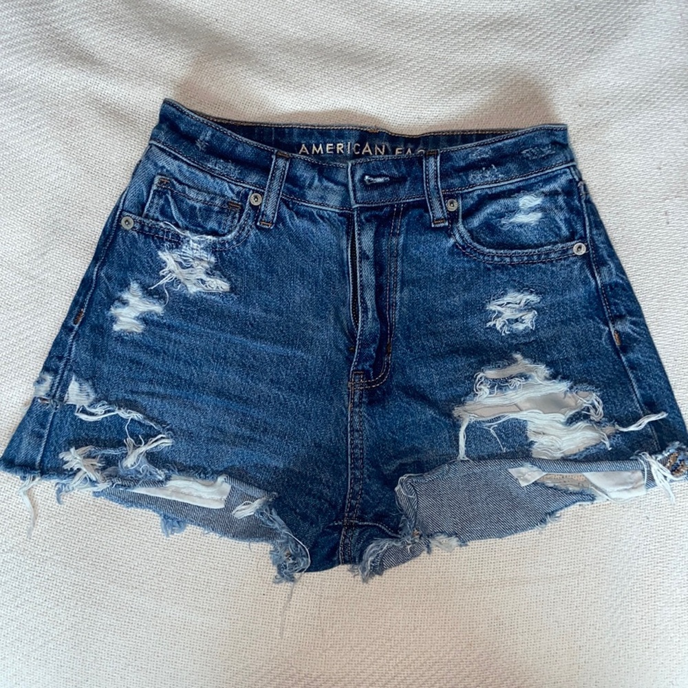 American Eagle Mom Shorts - Comfort Stretch Ripped Denim Shorts
